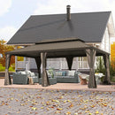 Galvanized Steel Hardtop Gazebo with Drainage Gutters
