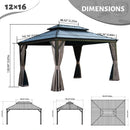 Galvanized Steel Hardtop Gazebo with Drainage Gutters
