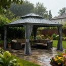 Galvanized Steel Hardtop Gazebo with Drainage Gutters