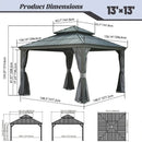 Galvanized Steel Hardtop Gazebo with Drainage Gutters