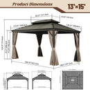 Galvanized Steel Hardtop Gazebo with Drainage Gutters