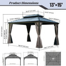 Galvanized Steel Hardtop Gazebo with Drainage Gutters