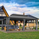 Galvanized Steel Hardtop Gazebo with Drainage Gutters