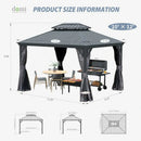 Galvanized Steel Hardtop Gazebo Dark Gray with Resin Roof & Gutters