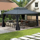 Galvanized Steel Hardtop Gazebo Dark Gray with Resin Roof & Gutters
