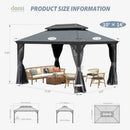 Galvanized Steel Hardtop Gazebo Dark Gray with Resin Roof & Gutters