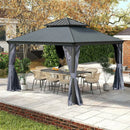 Galvanized Steel Hardtop Gazebo Dark Gray with Resin Roof & Gutters