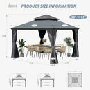 Galvanized Steel Hardtop Gazebo Dark Gray with Resin Roof & Gutters