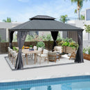 Galvanized Steel Hardtop Gazebo Dark Gray with Resin Roof & Gutters