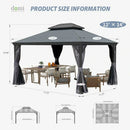 Galvanized Steel Hardtop Gazebo Dark Gray with Resin Roof & Gutters