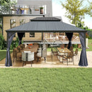 Galvanized Steel Hardtop Gazebo Dark Gray with Resin Roof & Gutters