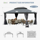 Galvanized Steel Hardtop Gazebo Dark Gray with Resin Roof & Gutters