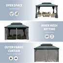 Galvanized Steel Hardtop Gazebo Dark Gray with Resin Roof & Gutters