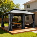 Galvanized Steel Hardtop Gazebo Dark Gray with Resin Roof & Gutters