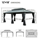 Galvanized Steel Hardtop Gazebo Dark Gray with Resin Roof & Gutters