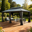 Galvanized Steel Hardtop Gazebo Dark Gray with Resin Roof & Gutters