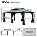 Galvanized Steel Hardtop Gazebo Dark Gray with Resin Roof & Gutters