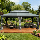 Galvanized Steel Hardtop Gazebo Dark Gray with Resin Roof & Gutters