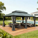 Galvanized Steel Hardtop Gazebo Dark Gray with Resin Roof & Gutters
