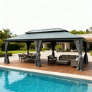 Galvanized Steel Hardtop Gazebo Dark Gray with Resin Roof & Gutters