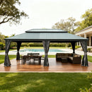 Galvanized Steel Hardtop Gazebo Dark Gray with Resin Roof & Gutters