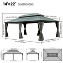 Galvanized Steel Hardtop Gazebo Dark Gray with Resin Roof & Gutters