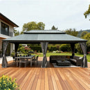 Galvanized Steel Hardtop Gazebo Dark Gray with Resin Roof & Gutters