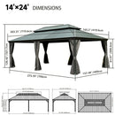 Galvanized Steel Hardtop Gazebo Dark Gray with Resin Roof & Gutters