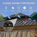 Aluminum Hardtop Gazebo Wood-Looking with Drainage Gutters