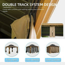 Aluminum Hardtop Gazebo Wood-Looking with Drainage Gutters
