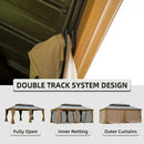 Aluminum Hardtop Gazebo Wood-Looking with Drainage Gutters