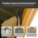 Aluminum Hardtop Gazebo Wood-Looking with Drainage Gutters