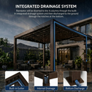 PURPLE LEAF Athena Louvered Pergola Bronze Outdoor Aluminum Pergola with Roller Blind Adjustable Gazebo for Patio Deck Garden