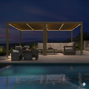 PURPLE LEAF Caesar Solar Louvered Pergola with LED Strip Lights and Control Panel Aluminum Outdoor Pergola with Adjustable Roof for Patio Deck Garden Yard Champagne