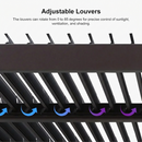 PURPLE LEAF Caesar Louvered Pergola Outdoor Adjustable Louvre Shade Modern Patio Aluminum Pergola with  Milky Lights