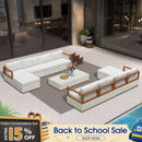 PURPLE LEAF Griffin Symmetrical Patio Conversation Set White with Cushion Pillows Ottoman and Premium Leather for Luxury Outdoor Living