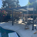 PURPLE LEAF Athena Louvered Pergola Modern Grey Pergola with White Roof for Deck Backyard Garden