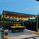 PURPLE LEAF Athena Louvered Pergola Modern Champagne Pergola with Adjustable Roof for Deck Backyard Garden