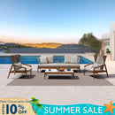 PURPLE LEAF Sicilia Classical Modular Outdoor Sectional with Oatmeal Greige Cushions Flexible Layout for Commercial Spaces