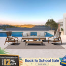 PURPLE LEAF Sicilia Classical Modular Outdoor Sectional with Oatmeal Greige Cushions Flexible Layout for Commercial Spaces