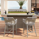 Modern Aluminum & Wicker Outdoor Bar Table - Gray