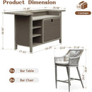 Modern Aluminum & Wicker Outdoor Bar Table - Gray