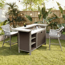 Modern Aluminum & Wicker Outdoor Bar Table - Gray