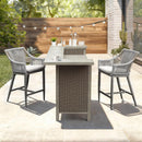 Modern Aluminum & Wicker Outdoor Bar Table - Gray