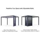 PURPLE LEAF Athena Louvered Pergola Grey Outdoor Aluminum Pergola with Shutter Wall Adjustable Gazebo Rainproof for Patio Deck Garden