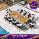 PURPLE LEAF Teak Patio Dining Set with Cushions and Pillow All-Weather Wicker Patio Table Set for Garden, Deck, and Yard