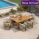 PURPLE LEAF Byron Outdoor Dining Set with Blended Olefin Cushion Aluminum Luxury Patio Furniture Dining Set All Weather Wicker Dining Sets for Backyard Deck, Teak