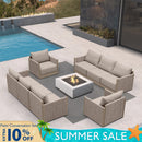 PURPLE LEAF Sanori Classical without Table Beige Patio Conversation Set with Cushions for Deck