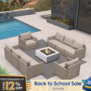 PURPLE LEAF Sanori Classical without Table Beige Patio Conversation Set with Cushions for Deck