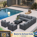 PURPLE LEAF Sanori L-Shaped Patio Couch Set Modular Sofa with Grey Cushions for Backyard